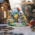 thumbnail image 1 of Rotating acrylic ornament featuring a hyper realistic Easter egg shaped cafe with a crystal Easter bunny and vibrant floral patterns on a white background, 1 of 7
