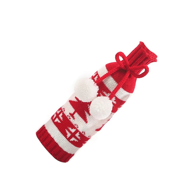 Toystoory Cubierta tejida para botella de vino, copo de nieve elástico Universal, ropa de Navidad de Año Nuevo, Bola de piel, banda de champán, Kits de decoración para fiestas Tipo 3 Toystoory HA068797-03