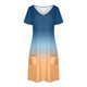 thumbnail image 4 of Vestido Corto de Verano Moda Gradiente Corto de Manga en V Cuello Vestido Casual, Poliéster Ligero de Verano, Lavado de Manos, 4 of 9