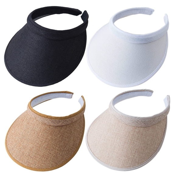 4-Pack Women Wide Brim Sun Visor UV Protection UPF50  Hat Golf Visor with Clip