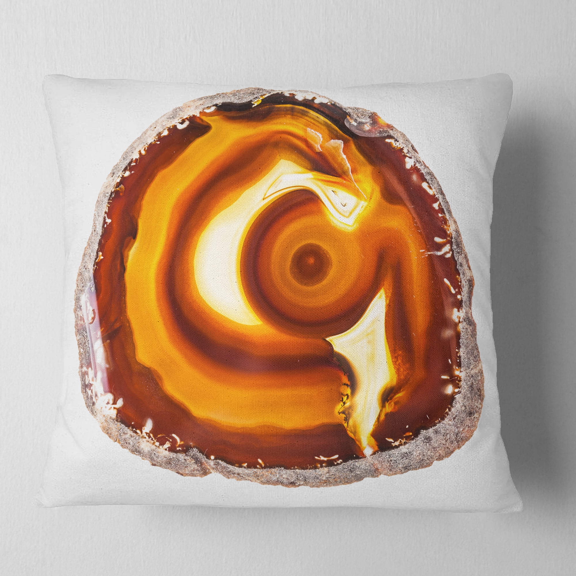 Designart Vibrant Agate Geode Slice - Abstract Throw Pillow - 16x16