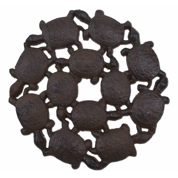 Decorative Baby Turtles Stepping Stone Rust Brown Cast Iron 10.25