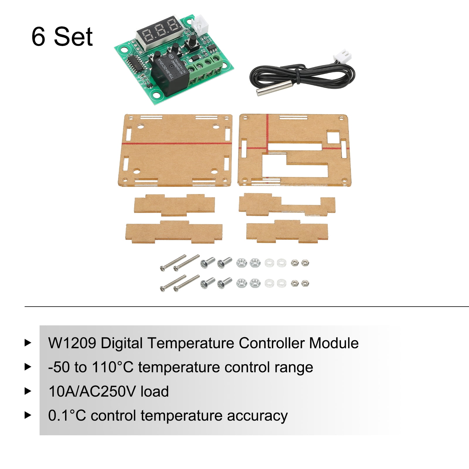 Uxcell 6 Pack XH-W1209 10A DC 12V Digital LED Temperature Controller with Clear Case, Red