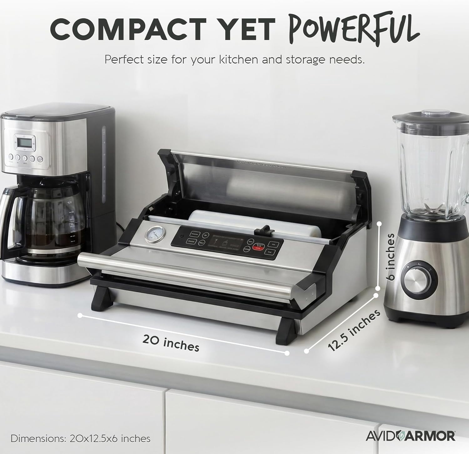 Avid Armor A420XL Food Vacuum Sealer Machine, 16" Extra‑Wide Stainless Steel Food Saver, Seals Two Bags at Once, For Bulk Meat, Hunters & Meal Prep