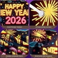 thumbnail image 4 of Neon Style Happy New Year Banner Firework Design 2026 New Year Banner Star Decoration Pattern New Year Eve Banner for New Year Party Holiday Celebration Indoor Decoration, 4 of 9