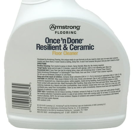 Armstrong Flooring S-309 Once'n Done Resilient and Ceramic Floor Cleaner Spray 32 Fl oz