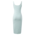 thumbnail image 5 of Women's Casual Stripe Sleeveless Round Neck Slim Dress, Split Hem, Polyester Blend, for Spring/Summer/Autumn, Multiple Sizes, 5 of 5