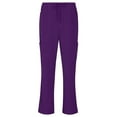thumbnail image 4 of Active Uniforms Women's PETITE Scrub Set Breathable Cool Stretch Fabric Scrub Top and cargo Pant Set (Eggplant, Medium-Petite), 4 of 6