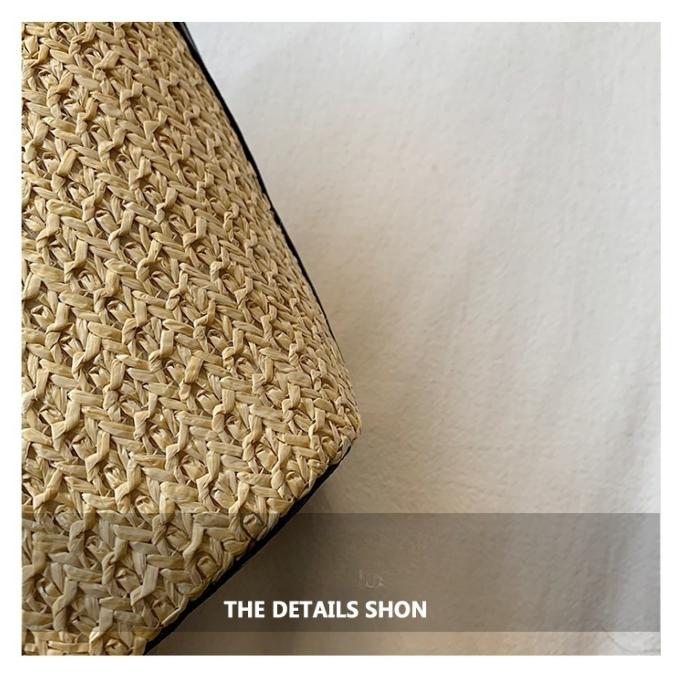 Women's Beige Straw Tote Bag - Square Open Handle Summer Vacation Handbag