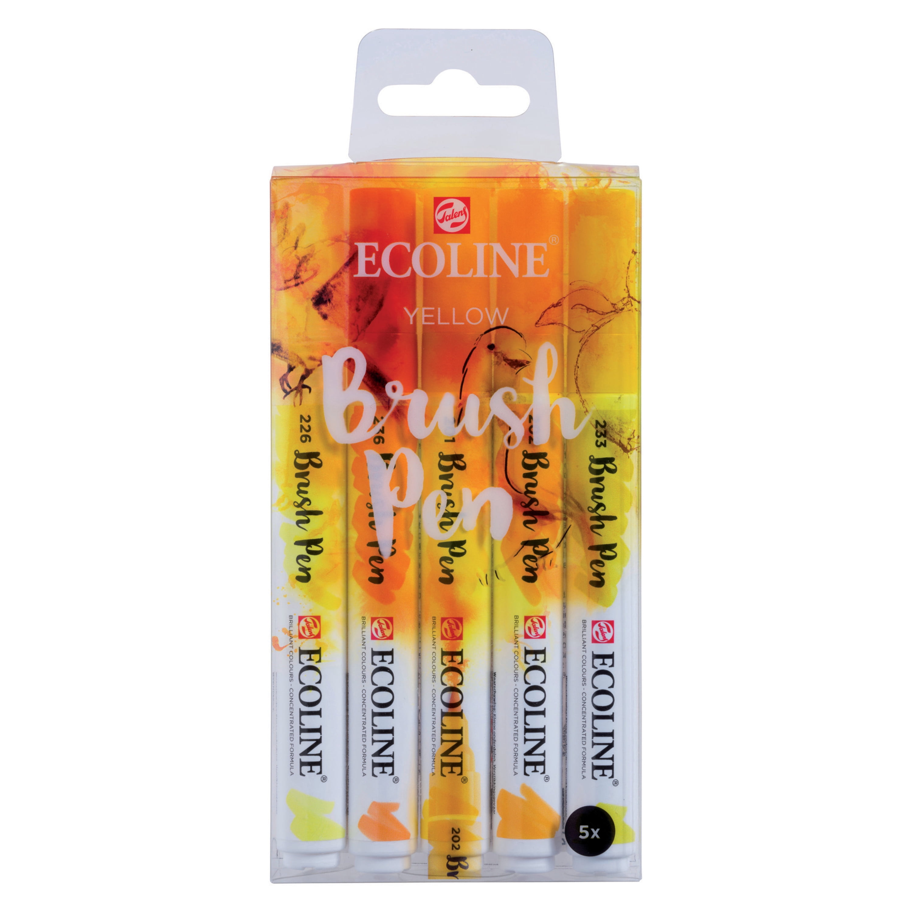 Ecoline Liquid Watercolour Brush Pen, 5Color Yellow Set