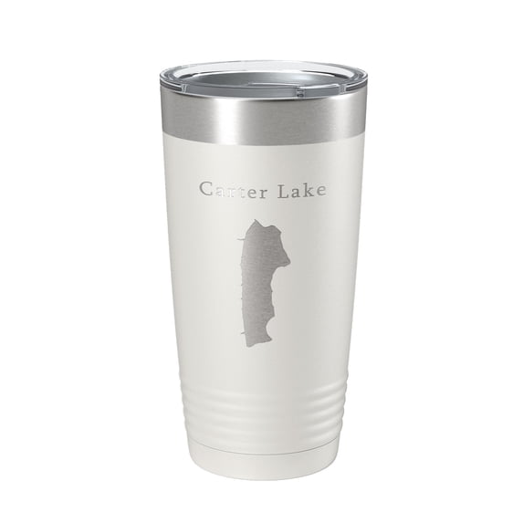Carter Lake Map Tumbler Travel Mug Insulated Laser Engraved Coffee Cup Colorado 20 oz White