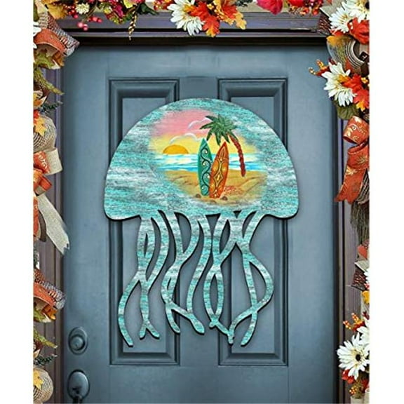 Jellyfish scenic Wooden Decorative Door Hanger