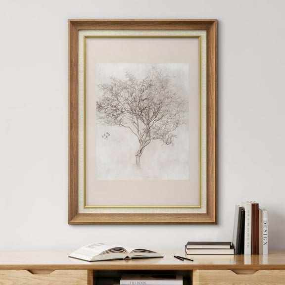 IDEA4WALL Premium Frame Wall Art Storm Clouds Over Countryside Lake Vintage Classic Print Farmhouse Scenery Illustrations Fine Art Colorful Country Wall Decor for Living Room, Office - 26"x36" Natural