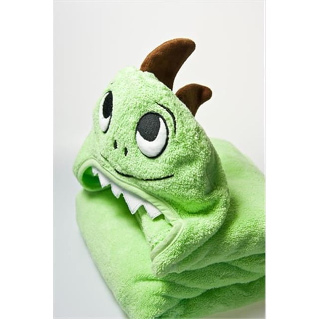 Serviette Turque à Capuche pour Tout-Petits Dino - Vert, 2 Ans-5 Ans