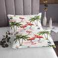 thumbnail image 3 of Erosebridal Cartoon Flamingo Coverlet Set Queen, Coconut Tree Bedding Set, Tropical Plant Decor, 3pcs, 3 of 5