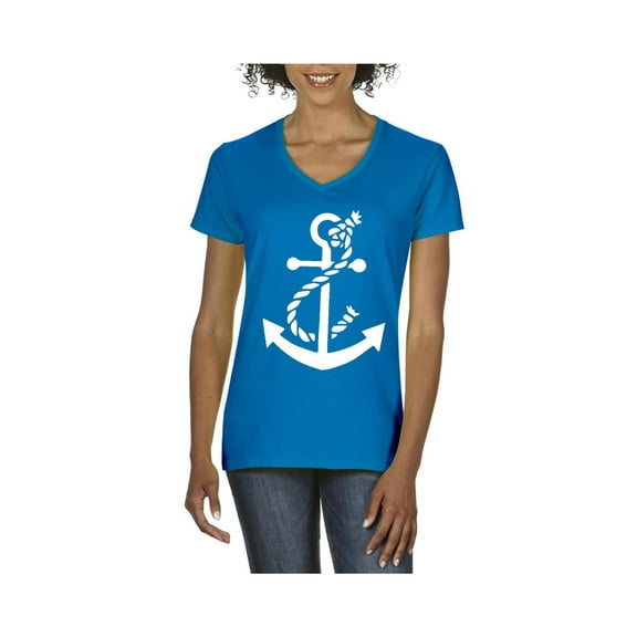 IWPF - Women's T-Shirt V-Neck Short Sleeve - White Anchor