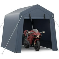 6x8 FT Portable Outdoor Storage Shed with Removable Sidewalls & Doors, 240G Heavy-Duty Shelter Waterproof PE Tarp, UV-Resistant Carport for Motorcycle, Car Boat Truck Motorcycle, Gray