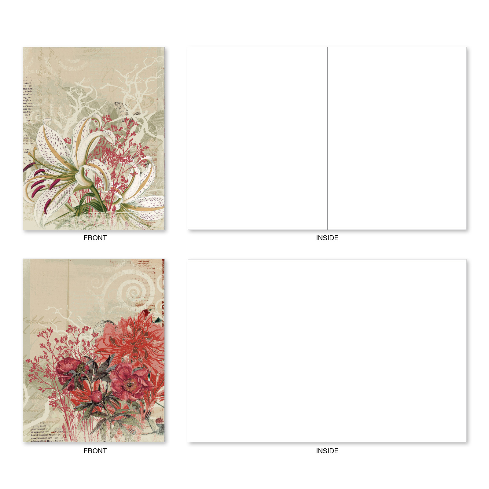 blank floral note cards