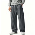 thumbnail image 2 of Men's Drawstring Elastic Waist Sweatpants, Trousers, Joggers, Loose Wide Leg, Multi-Pockets, Breathable Lightweight, Casual Daily, Gym Workout, Lounge, Fall | AESTIVO,Dark Gray M, 2 of 8