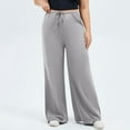 thumbnail image 5 of Bloomae Women's Plus Size Pants Wide Leg High Waist Casual Drawstring Comfy Lounge Yoga Pants Baggy Stretchy Seams Joggers Trousers Gray XXXXXL, 5 of 7