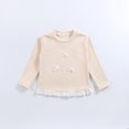 thumbnail image 4 of Abcomgle Girls Shirts Long Sleeve 7-8 Crewneck Fall Tshirts for Girls Ruffle Lace Hem Ribbed Top for Girls Loose Bow Girls Tunic Tops, 4 of 5