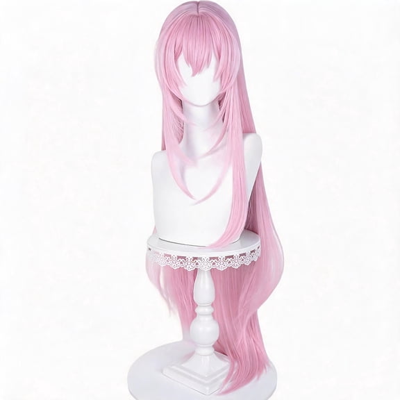 Long Straight Light Pink Anime Cosplay Wig 39'' Pastel Pink Wigs with Bangs | Pink Virtual Singer Costume Wigs for Women Halloween Party Daily