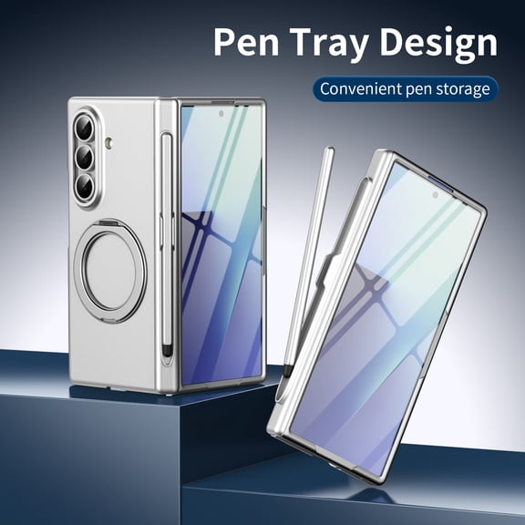 ELEHOLD Case for Samsung Galaxy Z Fold 7, Shockproof Kickstand Case Built-In Screen Protector and Stylus,Silver