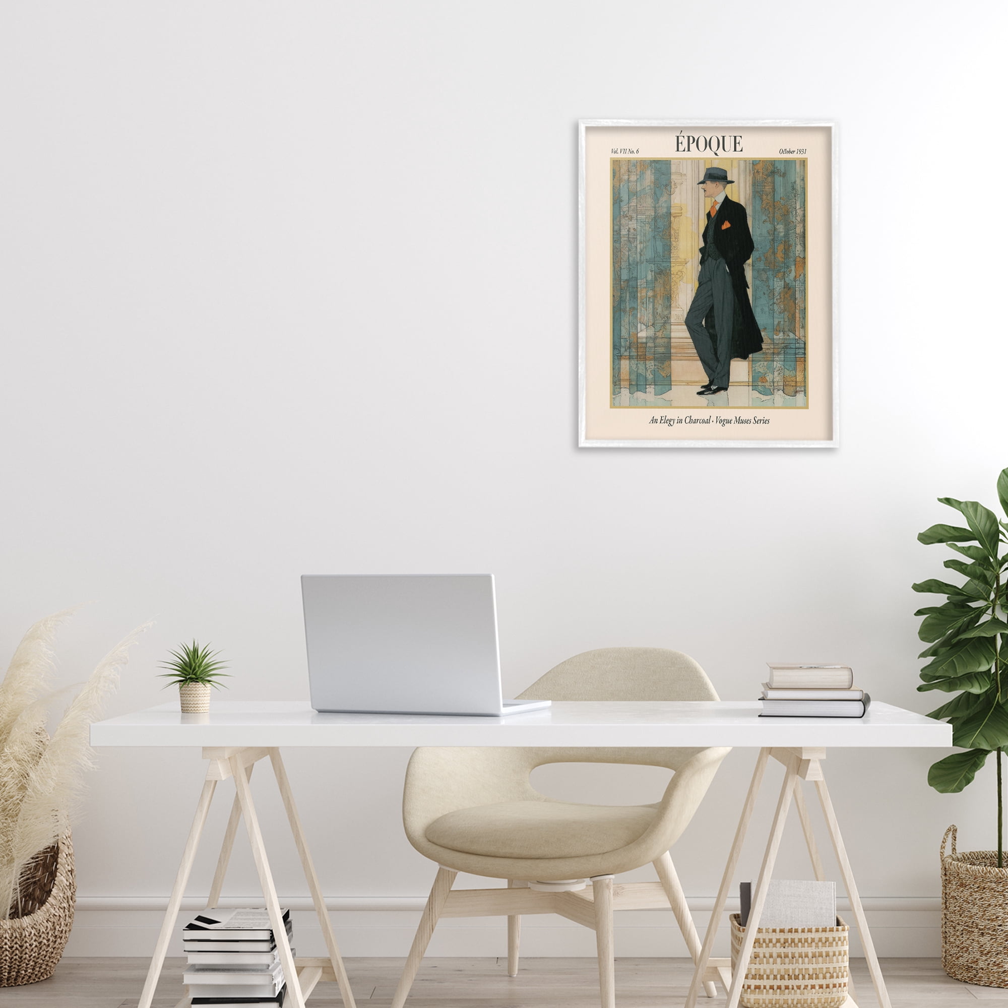 Stupell Industries The Gentleman Magazine White Framed Giclee Art, design by A Barefoot Stylist