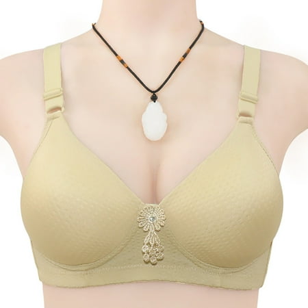 YEJIMAN Mothers Day  Bras for Women Adjustable Strap Full Coverage up Bras Comfortable No Underwire Wireless Bras  Yellow Womens Underwear  Nylon Spandex Plus Size Underwear For Women
