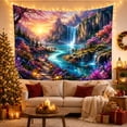 thumbnail image 3 of Turquoise River and Rainbow Waterfall in Enchanted Valley, Serene Digital Art for Nature Lovers, Landscape Wall Art, Housewarming Gift, Tapestry Wall Hanging for Bedroom and Living Room, 3 of 7