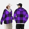 thumbnail image 6 of Balery Purple Buffalo Plaid Men's Women's UPF 50+ Sun Protection Lightweight Hoodie Performance Long Sleeve Shirt for Fishing Running-Large, 6 of 9