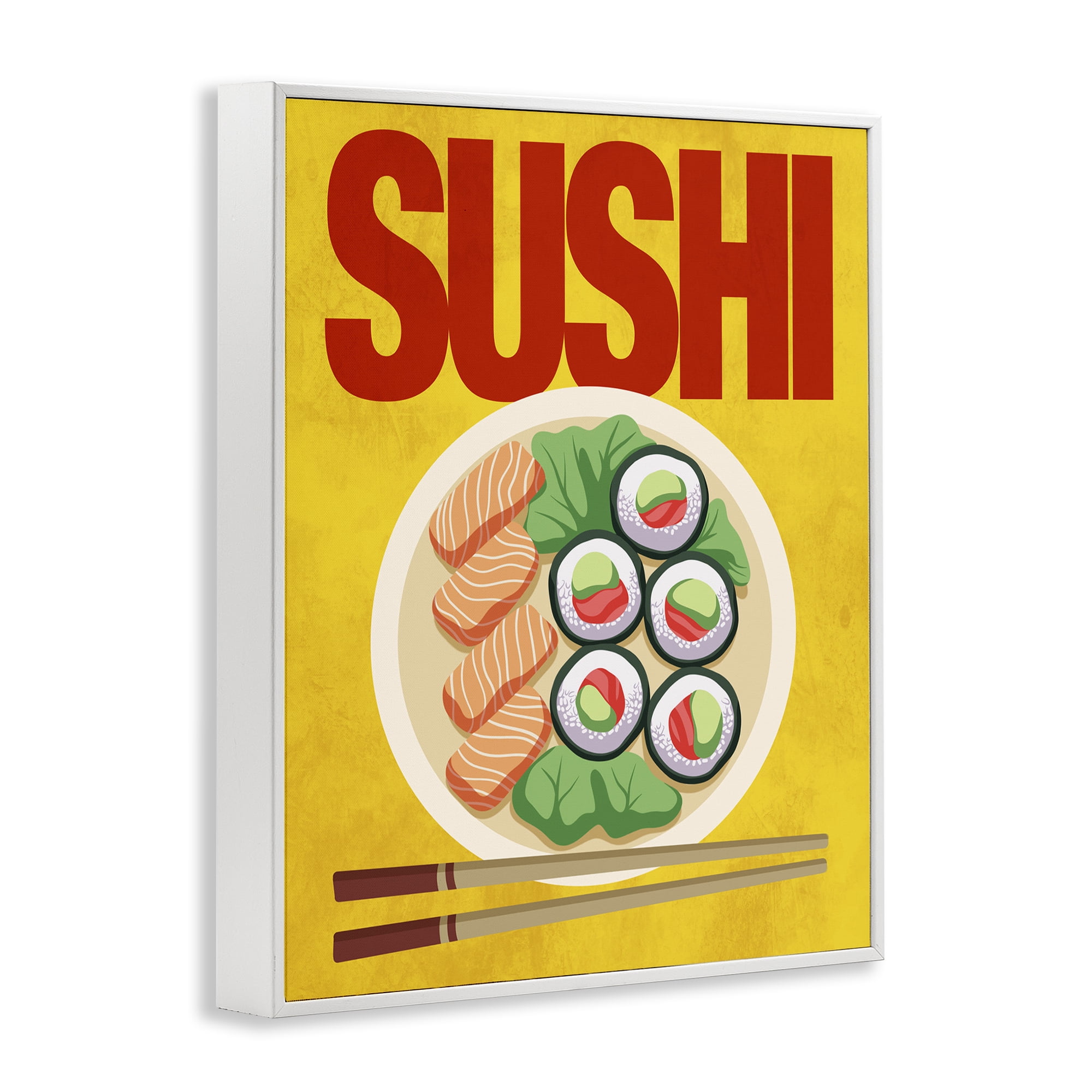 Stupell Industries Bright Sushi & Chopsticks White Framed Giclee Art, design by Marcus Prime