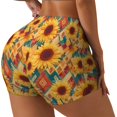 thumbnail image 1 of Balery Diamond Bohemian Sunflower Pantalones cortos de entrenamiento estampados para mujer, sin costuras, ajustados, para gimnasio, yoga, correr, deportes, ejercicio activo, fitness.-Small, 1 of 8