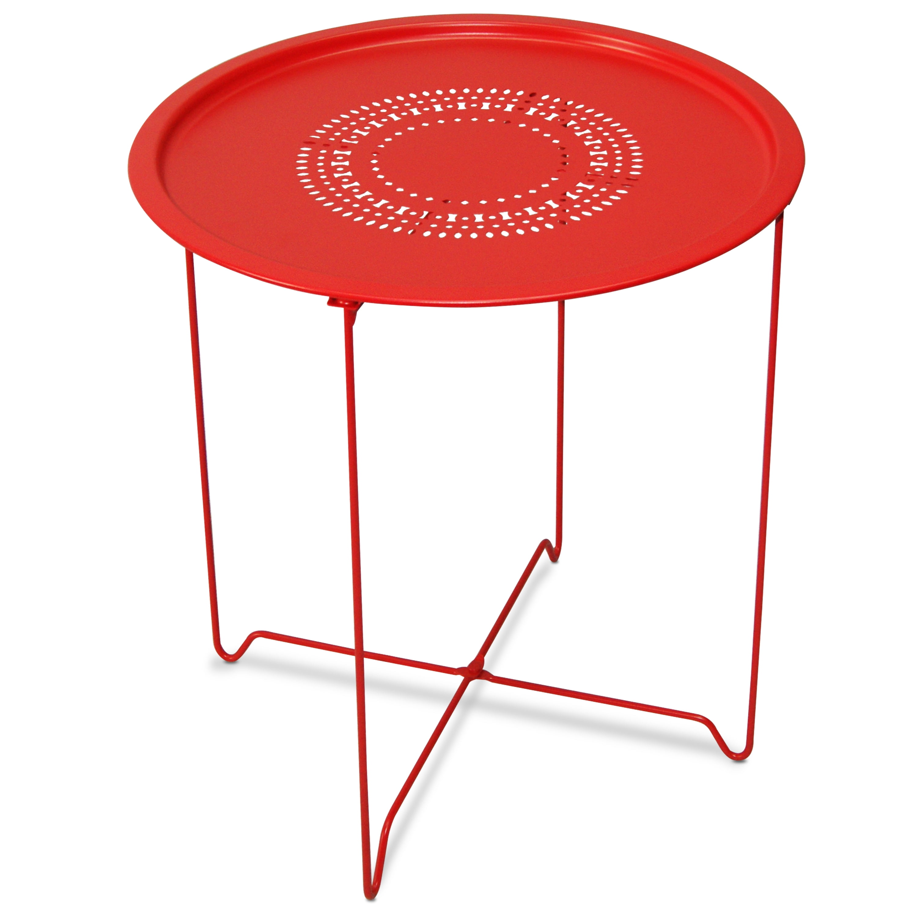 CAP LIVING 18Inch Foldable Round Metal End Table, Side Table, Colors Available in Capri Breeze