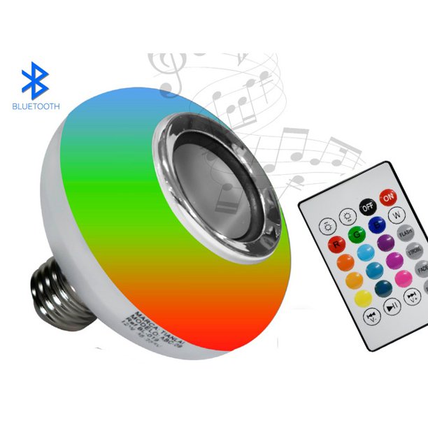 Lampara con Altavoz Foco Reproductor Bombilla Bocina Bluetooth 12W RGB 840lm