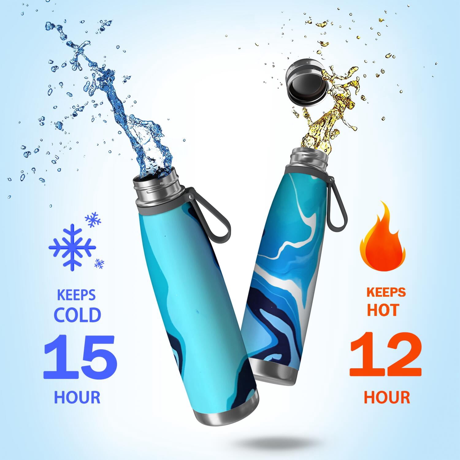 29oz Insulated Water Bottle with Tea Infuser, Stainless Steel Travel Mug, Liquid & Marble Print