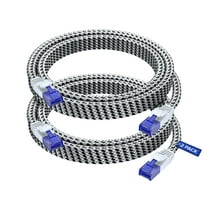 Cat 6 Ethernet Cable, 10 ft, 2 Pack Easy-Hide Flat Super-Durable White Braided Network LAN Internet Cable/Cord