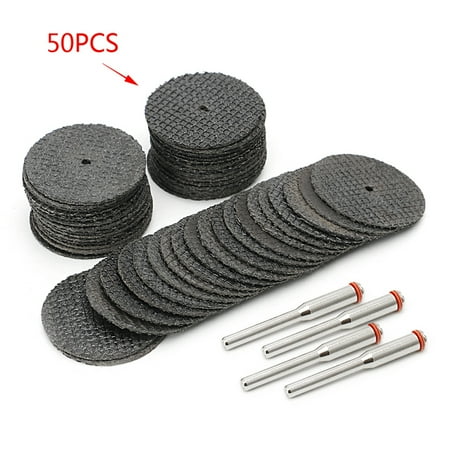 

BINYOU 50Pcs Fiberglass Tool Abrasive Cutting Disc Cut Off Wheel with 4 Mandrels Rotary