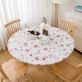thumbnail image 2 of Round Vinyl Fitted Tablecloth with Flannel Backing Elastic Table Cloth Waterproof Oil-Proof Plastic Cover- Fits Tables up to 36" - 44" Diameter, 2 of 6