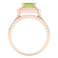 thumbnail image 4 of 3.05ct Brilliant Emerald Cut Natural Peridot 14K Rose Gold Halo Solitaire with Accents Engagement Bridal Wedding Ring Band Set size 8.75, 4 of 7