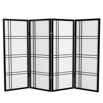 Red Lantern 4 ft. Short Double Cross Shoji Screen - Black - 4 Panels