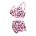 thumbnail image 4 of Trajes de baño Amzcrzy Tankini para mujer, traje de baño de 2 piezas con estampado de bikini para mujer, traje de baño de cintura alta, traje de baño con estampado floral, rosa fuerte, XL, 4 of 5