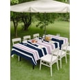 thumbnail image 5 of 54x80 Inch Outdoor Tablecloth with Umbrella Hole Zipper Rectangle Navy Blue Pink Striped Rectangular Tablecloths Outside Waterproof Modern Minimalist Ombre Lines Patio Table Cover for Picnic Party, 5 of 8