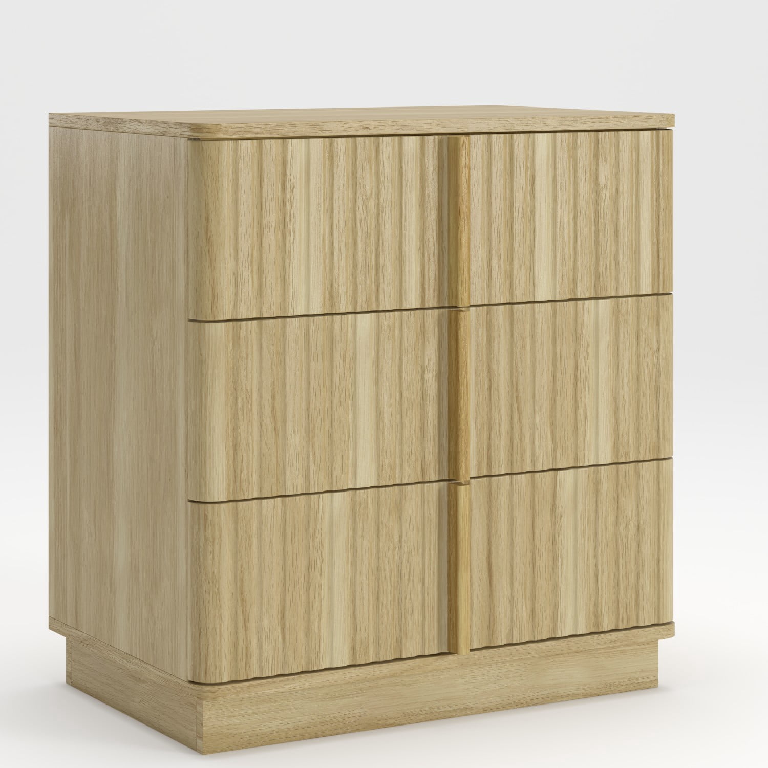 25.39" Vintage 3 Drawer Nightstand with Vertical Stripe Design, Modern Bedside Table Storage Cabinet, Retro Accent End Table for Bedroom, Living Room, Home Office, Natural