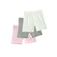 thumbnail image 3 of Canrulo 3Pcs Pack Kids Toddler Baby Girls Summer Safety Pant Children Anti-Emptied Stretch Mid-Rise Solid Short Pants Pink Gray White 2-3 Years, 3 of 7