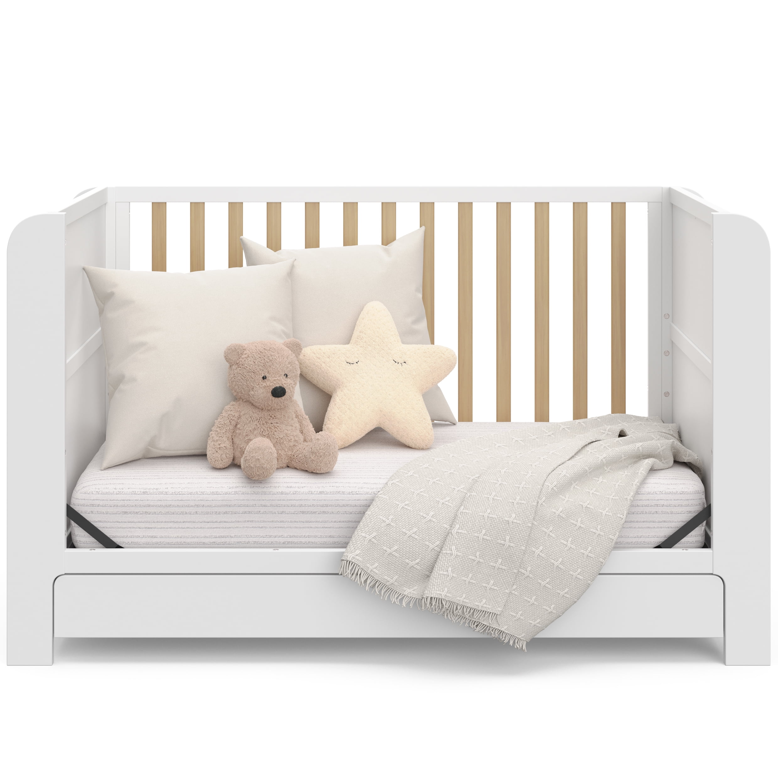 Graco Read-with-Me 4-in-1 Convertible Baby Crib with Drawer, White with Driftwood