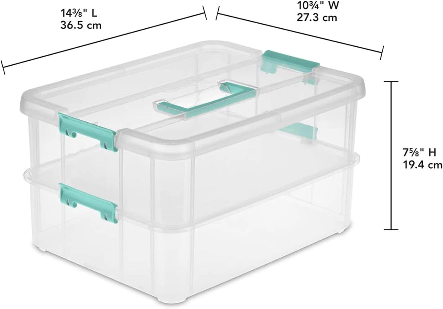 Stack and Carry 2 Layer Handle Box  Stackable Plastic Small  Container with Latching Lid  Bin to  Crafts  Clear  4-Pack