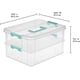 thumbnail image 5 of Caja con asa de 2 capas para apilar y transportar, contenedor de almacenamiento pequeño de plástico apilable con tapa con cierre, contenedor para organizar manualidades, transparente, paquete de 4, 5 of 8
