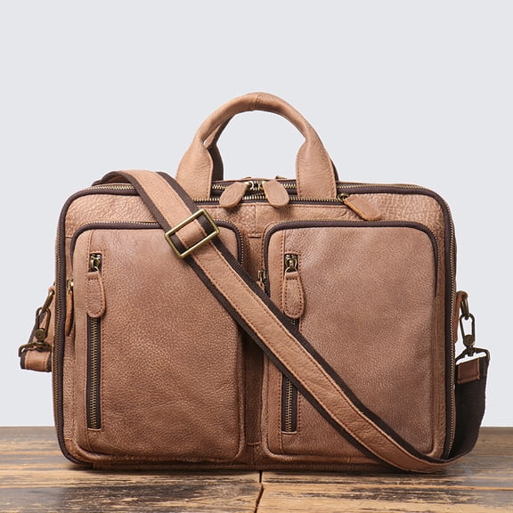 Men's Leather Backpack Large Capacity Travel Backpack,Vintage Brown