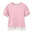 thumbnail image 6 of Posijego Womens Short Sleeve Sweatshirt Crew Neck Puff Sleeve Summer Tops Ruffled Hem Casual Pullover Shirts for Women, 6 of 7